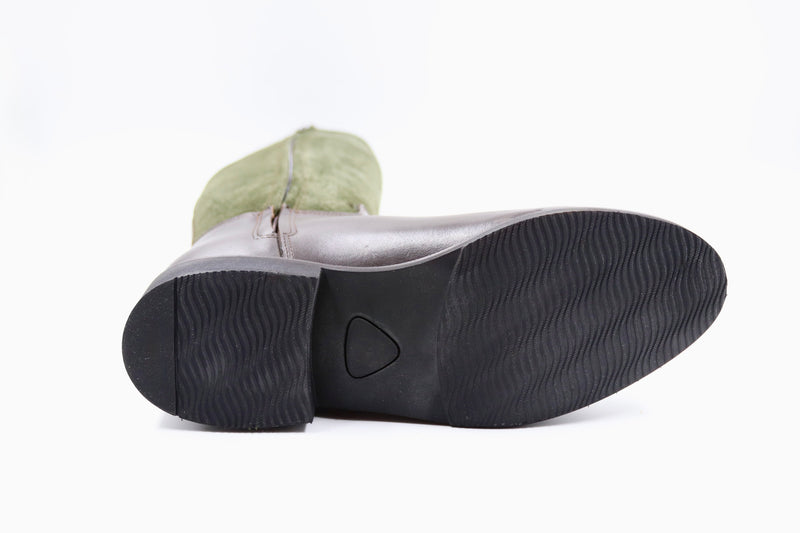 Lederstiefel - Marone/ Verde